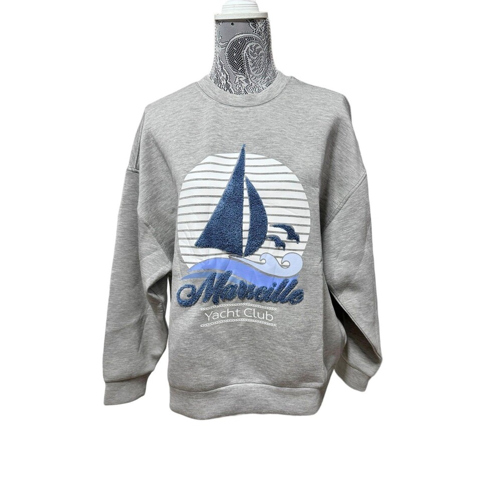 NWT Marseille Yacht Club Scuba Knit France Graphic Pullover Large Forever 21